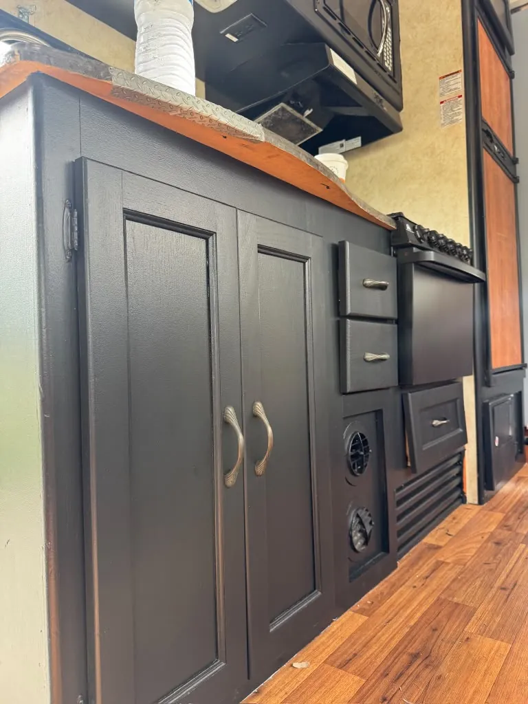 Cabinets painted a smooth satin black